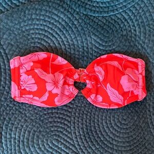 Red and Pink Floral Bandeau Bikini Top